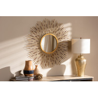 Baxton Studio RTB1254 Apollonia Modern and Contemporary Gold Finished Sunburst Accent Wall Mirror